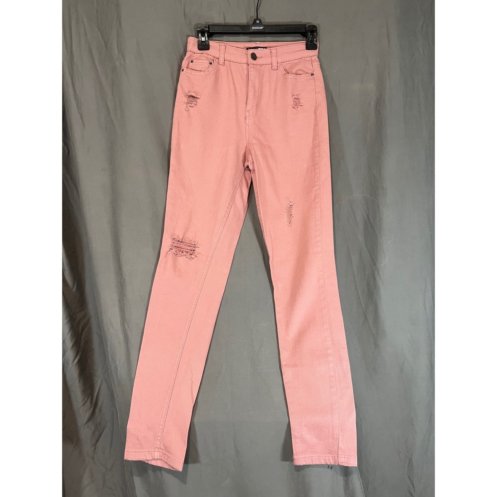 Fashion Nova Pink Distressed High Waisted Skinny Jeans Womens Size 3